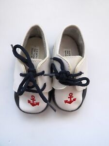 Size 3 to 9 Months - Baby Nautical Shoes Red White Blue Soft Soled Shoes VGC
