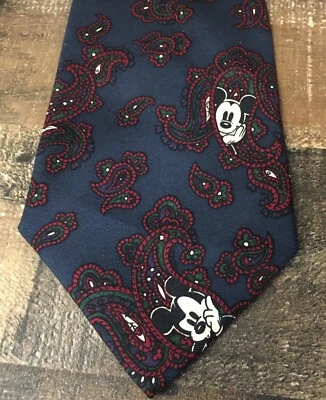 Corbata de colección The Disney Store Mickey Mouse novedad 100 % seda azul marino Foto 1 de 4