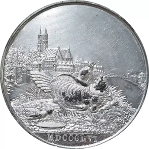 Basel 1856 WM unc Stadtansicht Medaille Basilisken sehr selten Schweiz groß - Bild 1 von 10