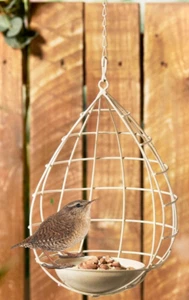 Vogelfutterhaus hängend Metall Landhausstil Ei Stuhlform Garten Wildvögel Baum - Bild 1 von 5