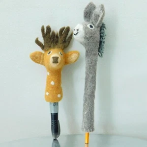Juego de 2 marionetas de dedo de ciervo burro fieltro toppers hechas a mano viene con lápiz y marcador - Imagen 1 de 6