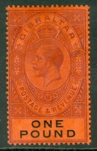 Sg 85 Gibraltar 1912-24. Dull Lila & Schwarz / Rot. Leicht montiert, gut - Bild 1 von 1