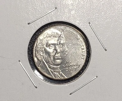 2017 P Jefferson Nickel Strike Thru Error Mint Error, Rare Coin, Nice Condition! - Image 1 of 2