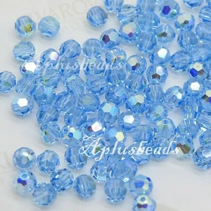 60pcs 6mm Aquamarine Blue AB #5000 Swarovski Crystal Faceted Round Beads - Picture 1 of 1