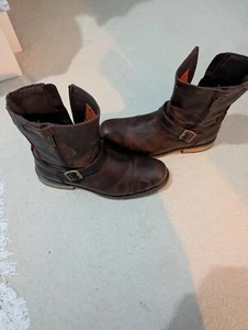 Harley Davidson Mens Brown Double Zip Biker Motorcycle Boots SIZE UK 11 - Picture 1 of 10