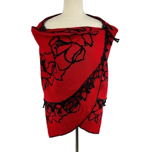 Taking Shape Womens Vest L Red Black Rose I Suppose Knitted Vest BNWT - Picture 1 of 8