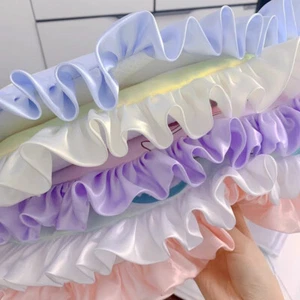 Volantes de seda sintética satinada borde recorte sesgo cinta tela volantes plisado 3X - Imagen 1 de 34