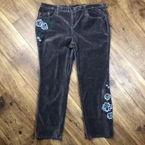 Sundance Women Petite Sz 30 Velvet Embroidered Floral Pants *Read - Picture 1 of 12