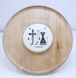 Woodpecker Wood Ware Round Serving Tray Ceramic Tile Insert LA CA Japan MOD VTG - Imagen 1 de 8