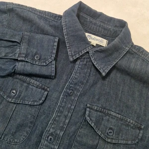 Madewell Shirt Mens Small Dark Blue Denim Chambray Long Sleeve Button Up - Picture 1 of 6