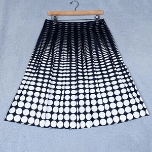 Talbots A-Line Skirt Women 30W Black White Polka Dot Midi Stretch Pleated Preppy - Picture 1 of 10