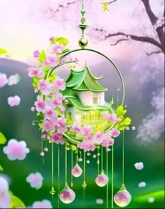 5D Diamond Painting Kits 20X25cm Wind Chime Hut - Picture 1 of 1