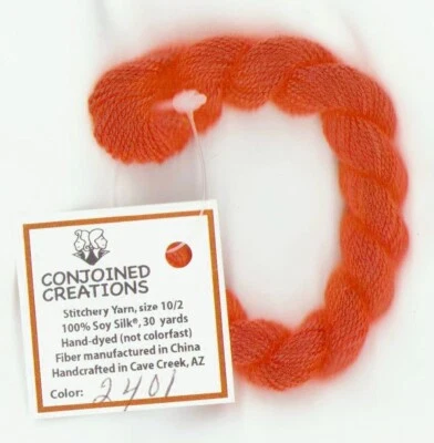 Hilo de seda teñido a mano 30 yardas creaciones conjuntas naranja 2401 punto de cruz Foto 1 de 2