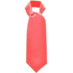 New Vesuvio Napoli Men's Polyester Ascot Cravat Necktie Wedding Solid Coral - Picture 1 of 2