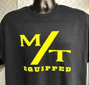 M/T EQUIPPED MENS T SHIRT MEDIUM BACK PRINT RETRO HOT ROD MUSCLE CAR SPEED SHOP - Picture 1 of 1