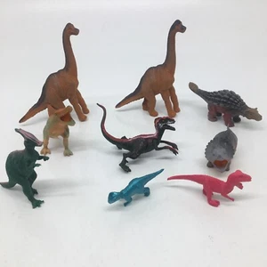 Lot of 9 Dinosaur Toys - Plastic 1 1/2" to 5" tall - see pictures  - Picture 1 of 9