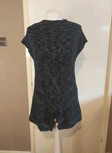 Karen Millen cotton black grey chunky knit sleeveless asymmetric jumper top M - Picture 1 of 11