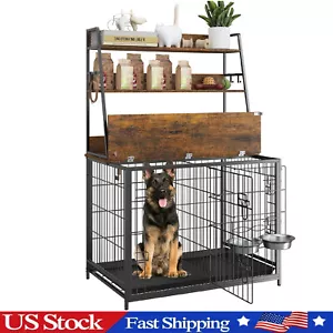 Dog Crate Furniture with Storage Shelves, Indoor Dog Kennel Pet Cage Dog Crate - Picture 1 of 11