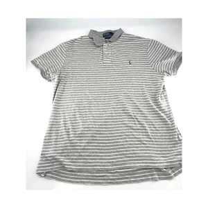 Ralph Lauren Polo Shirt Mens Extra Large Gray White Stripe Short Sleeve Pullover - Picture 1 of 9