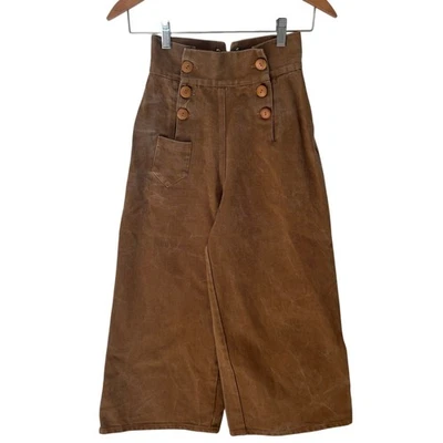 American Vintage USA Studio LA XS Sailor Pants Wide Leg Cropped Heavy Tan - Image 1 of 4