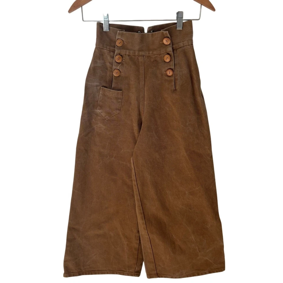 American Vintage USA Studio LA XS Sailor Pants Wide Leg Cropped Heavy Tan - Image 1 of 4