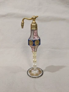 Botella de perfume atomizador esmalte pintado vidrio arte checo 7,75" de alto - Imagen 1 de 7