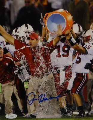 Jim Harbaugh Autographed 8x10 Stanford Cardinals Photo- JSA Authenticated - Image 1 of 4