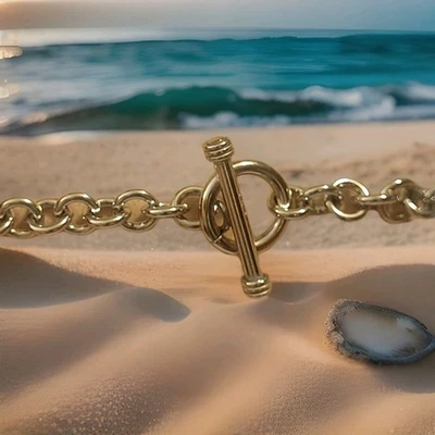 Pulseira de prata esterlina/925 Link Toggle, 7,15", nova na embalagem - Imagem 1 de 4