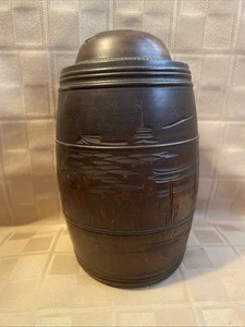 Vintage Carved Wood Jar With Lid - Picture 1 of 14