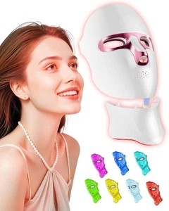 Rotlichttherapie Maske für Gesicht & Hals, LED Gesichtslichttherapie, USB C Aufladen... - Bild 1 von 8