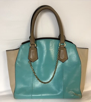 Cartera Antonio Melani Todo Cuero Verde Menta Beige 2 Asas Cierre Cremallera Foto 1 de 4