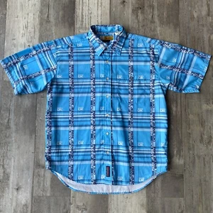 Vintage Pepe Jeans London Plaid Graphic Short Sleeve Button Up Size Medium Y2K - Picture 1 of 7