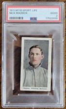 1911 M116 SPORTING LIFE NICK MADDOX BASEBALL CARD GRADED PSA 2 READ DESC *YCC*