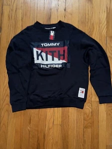 New W tags KITH X TOMMY HILFIGER slash Logo Crewneck Navy - Picture 1 of 3