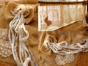 SHABBY chic French Country Rustic Toile Burlap kitchen window Valance Ruffled - Picture 1 of 2
