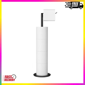 "Black Free-Standing Toilet Paper Holder –Stainless Steel Dispenser with Storage - Picture 1 of 5