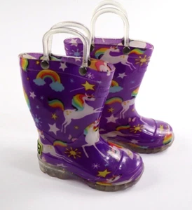 Western Chief Little Girls Size 5 Light Up Waterproof Rainbow Unicorn Rain Boots - Picture 1 of 12