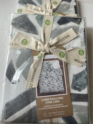 (2) West Elm Vidrieras Florales Algodón Orgánico Shams KING Foto 1 de 4