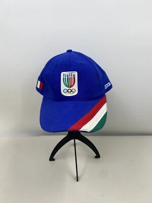 亚瑟士意大利奥运帽蓝色可调节刺绣帽 2006 Y2K 运动装 — 第 1/4 张图片