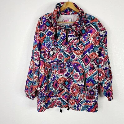 Vintage OSI Skiwear Womens Size Medium Multicolor Aztec Nylon Ski Jacket Loud  - Image 1 of 4