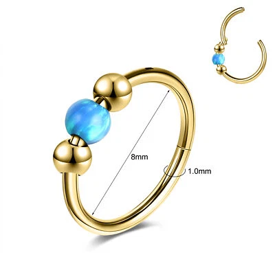 Anillo nariz aro acero inoxidable 18 g ópalo tabique anillo hélice caracola piercing joyería Foto 1 de 4