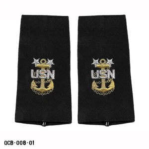 PAIR USN US Navy MCPO E9 Master Chief Petty Officer Shoulder Marks ~ Rank Slides - Picture 1 of 1
