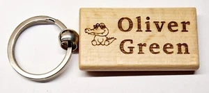 Personalised Keyring Children Name fob tag Handmade Wooden Laser Engraved - Picture 1 of 21