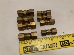 BRASS Compression Unions (8) 3/8" OD & 1/4" OD Straight Joiner Fitting - Picture 1 of 4