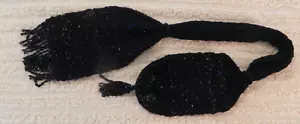 VTG UNIQUE/Rare? Black Crocheted/Beaded Double Ended Purse w/Slide Closures - Picture 1 of 19