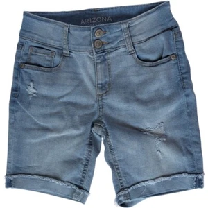 Arizona Jean Co Girls Light Wash Distressed Denim Shorts w/ Adjustable Waist, 10 - Picture 1 of 3