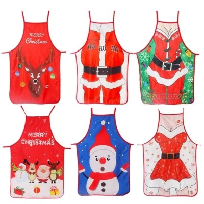Christmas Apron Adult Xmas Decoration Snowman Santa Kitchen Funny Gift - Imagem 1 de 4