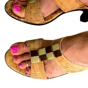 Croft & Barrow Womens Cork Heel Sandals Wedge Size 10 Medium - Picture 1 of 9