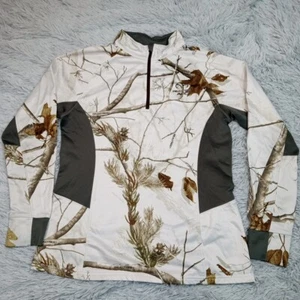 Realtree Sweatshirt Womens L Snow Camo APC Lightweight Active Half Zip Hunting - Picture 1 of 11