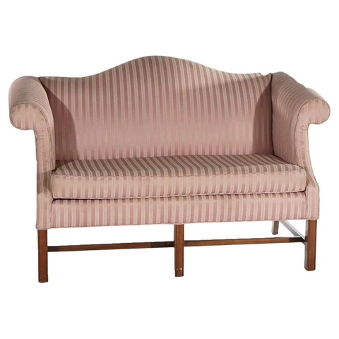Antique English Georgian Style Camel Back Settee Circa 1930 Cover